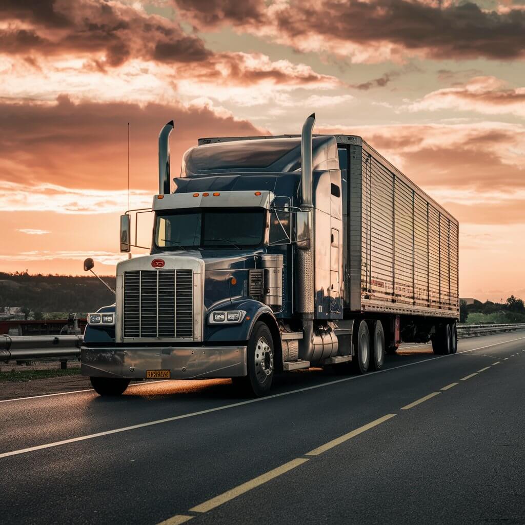 Lineup of different types of trucks and trailers