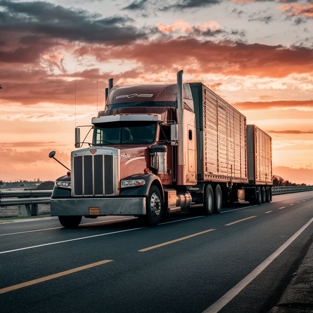 Lineup of different types of trucks and trailers